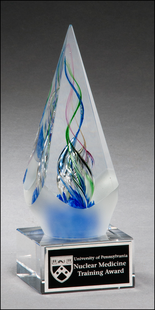 Arrow shaped art glass award with frosted glass accent 2264