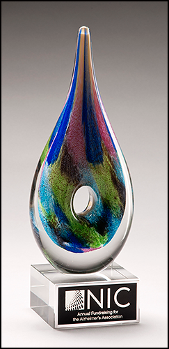 Multi-Colored Art Glass Award with Clear Glass Base 2288