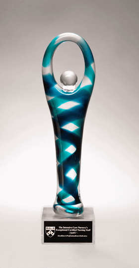 Victory Art Glass Award Light & Dark Blue Glass 2299