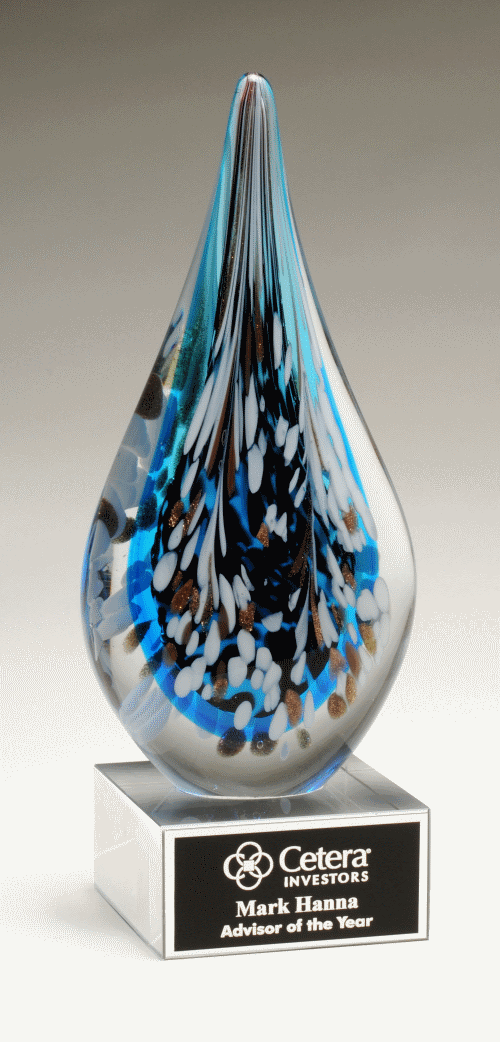 Modern swan design, multi-colored, art glass award. 2311