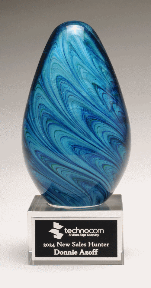 Blue and green art glass award 2313