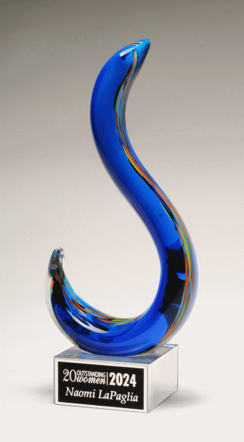 Modern swan design, multi-colored, art glass award 2315