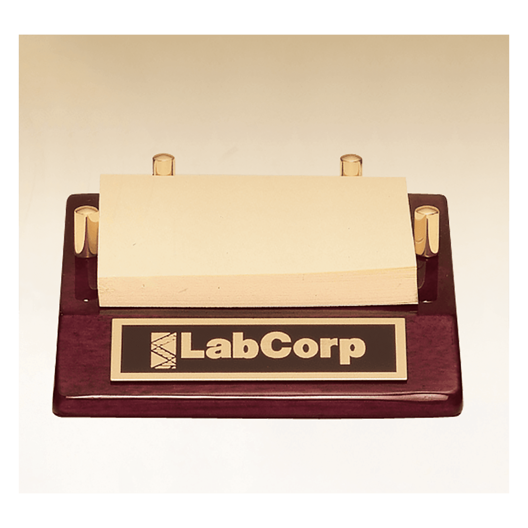 502 - 4 1/2" x 3 7/8" Rosewood Piano Finish Post-It Note Holder with Black Plate