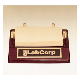 502 - 4 1/2" x 3 7/8" Rosewood Piano Finish Post-It Note Holder with Black Plate