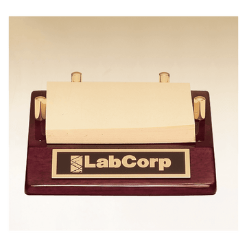 502 - 4 1/2" x 3 7/8" Rosewood Piano Finish Post-It Note Holder with Black Plate