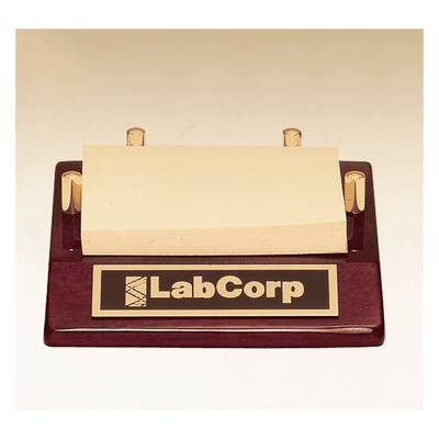 502 - 4 1/2" x 3 7/8" Rosewood Piano Finish Post-It Note Holder with Black Plate