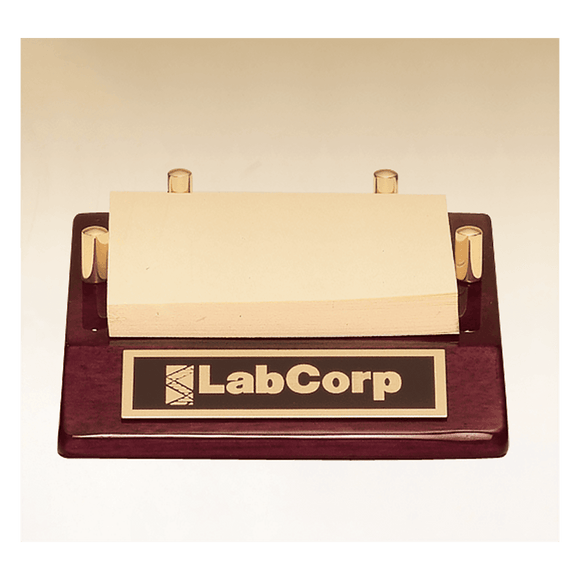 502 - 4 1/2" x 3 7/8" Rosewood Piano Finish Post-It Note Holder with Black Plate