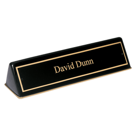 556 - 9 1/2" x 2 1/2" x 2" Black Piano Finish Desk Wedge with Black Plate