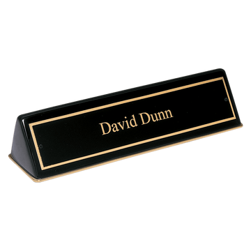 556 - 9 1/2" x 2 1/2" x 2" Black Piano Finish Desk Wedge with Black Plate