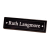 591 - 9 1/4" x 2 1/8" Black Piano Finish Nameplate with Acrylic Engraving Plate, Two Silver Posts

