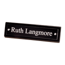 591 - 9 1/4" x 2 1/8" Black Piano Finish Nameplate with Acrylic Engraving Plate, Two Silver Posts

