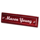 598 - 9 1/4" x 2 1/8" Rosewood Piano Finish Nameplate with Acrylic Engraving Plate, Two Silver Posts
