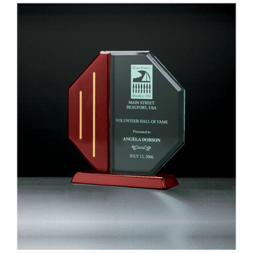 A6580 - 7 1/8" x 7 1/2" Octagon Series Rosewood Piano Finish Base and Post with Gold Metal Accents