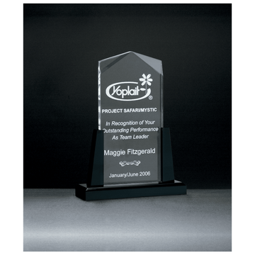 A6585 - 6 1/2" x 8" Spire Series Clear Acrylic Upright on Black Acrylic Base