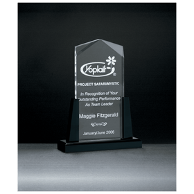 A6586 - 6 1/2" x 9" Spire Series Clear Acrylic Upright on Black Acrylic Base