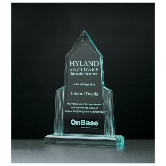 A6590 - 6" x 8" Spire Series Jade Acrylic with Jade Acrylic Base