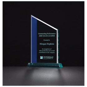 A6715 - 6" x 9" Zenith Series Jade Acrylic with Blue Highlights and Jade Base