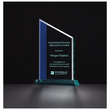 A6715 - 6" x 9" Zenith Series Jade Acrylic with Blue Highlights and Jade Base