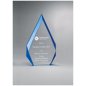 A6748 - 4 1/4" x 7 7/8" Flame Series Clear Freestanding Acrylic with Blue Accented Bevels