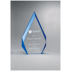 A6749 - 5 1/4" x 8 7/8" Flame Series Clear Freestanding Acrylic with Blue Accented Bevels