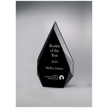 A6755 - 5 1/4" x 8 7/8" Flame Series Clear Freestanding Acrylic with Black Silk Screened Back