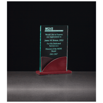 A6804 - 4 7/8" x 6 1/2" Premium Series Jade Acrylic on Mahogany Finish Base