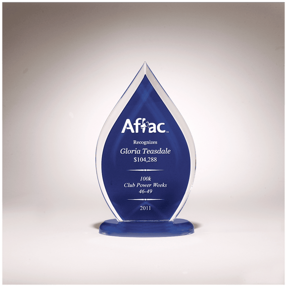 A6859 - 5 3/4" x 10" Flame Series Clear Acrylic with Blue Silk Screened Back