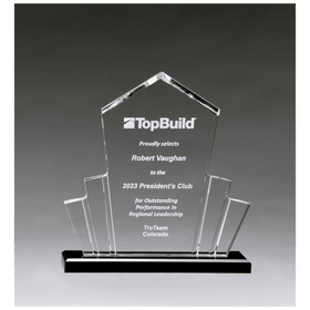 A7008 - 10" x 10 3/4" Large Tower Spotlight Clear Acrylic with Black Acrylic Base.