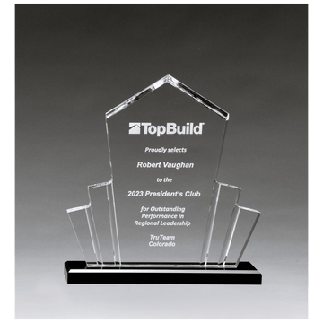 A7008 - 10" x 10 3/4" Large Tower Spotlight Clear Acrylic with Black Acrylic Base.