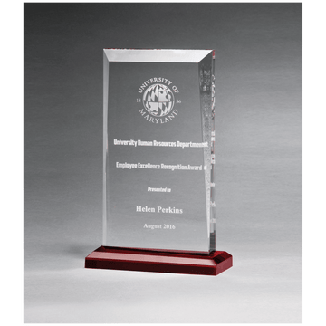 A7022 - 5" x 7 3/4" Apex Series Clear Acrylic Award with Red Highlights and Red Base