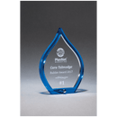 A7037 - 4 1/2" x 6 1/4" Blue Flame Acrylic with Clear Pop-Out Center and Silver Metal Post