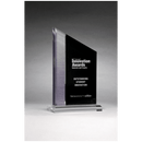 A7063 - 6" x 10" Digitally Printed Brushed Silver Accent on Black Upright Acrylic with Clear Base