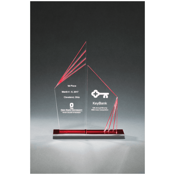 A7077 - 7" x 9 1/2" Double Zenith Acrylic with Red Mirror Base