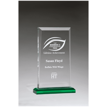A7103 - 5 1/2" x 8 3/4" Apex Series Acrylic Award with Green Highlights and Green Base