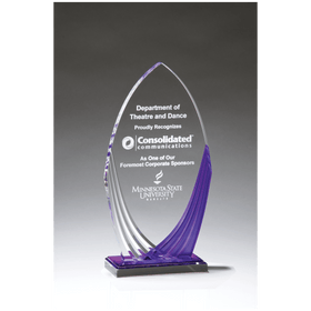 A7127 - 8 1/4" Tidal Series Acrylic with Printed Violet Accent and Violet Mirror-Topped Base