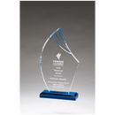 A7132 - 4 7/8" x 8 3/4" Flame Series Clear Acrylic with Blue Accents and Matching Blue Acrylic Base