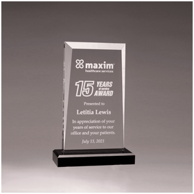 A7190 - 5" x 7 3/4" Apex Series Clear Acrylic Award with Black Base