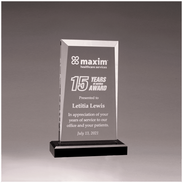 A7191 - 5 1/2" x 8 3/4" Apex Series Clear Acrylic Award with Black Base