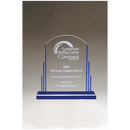 A7202 - 7" x 9" Art Deco Style Clear Acrylic with Blue Accents and Blue Mirror Top Base