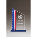 A7208 - 6 3/8" x 9 3/4 " Zenith Series Acrylic with American Flag Design, Blue Mirror Top Base