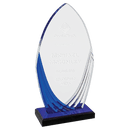 A7220 - 4 1/4" x 8 1/4" Tidal Series Acrylic with Printed Blue Accent and Blue Mirror-Topped Base