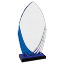 A7221 - 4 3/4" x 9" Tidal Series Acrylic with Printed Blue Accent and Blue Mirror-Topped Base