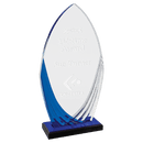 A7222 - 5 1/4" x 9 3/4" Tidal Series Acrylic with Printed Blue Accent and Blue Mirror-Topped Base