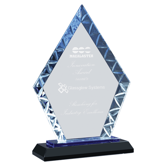 ACG11BU - 7 1/2" Clear Diamond Accent Glass on Blue & Black Reflective Base