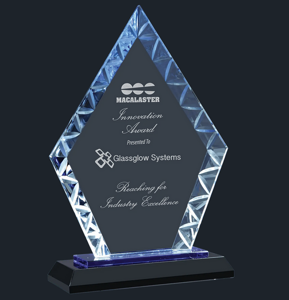 Clear Diamond Accent Glass on Blue & Black Reflective Base