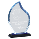 ACG31BU - 8" Clear Flame Accent Glass on Blue & Black Reflective Base