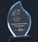 Clear Flame Accent Glass on Blue & Black Reflective Base-1