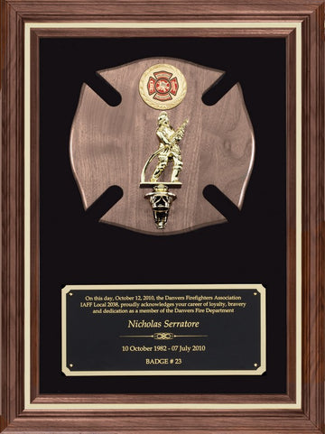 Genuine Walnut Maltese Cross Frame Plaque with Black Velour 17.5 x 24