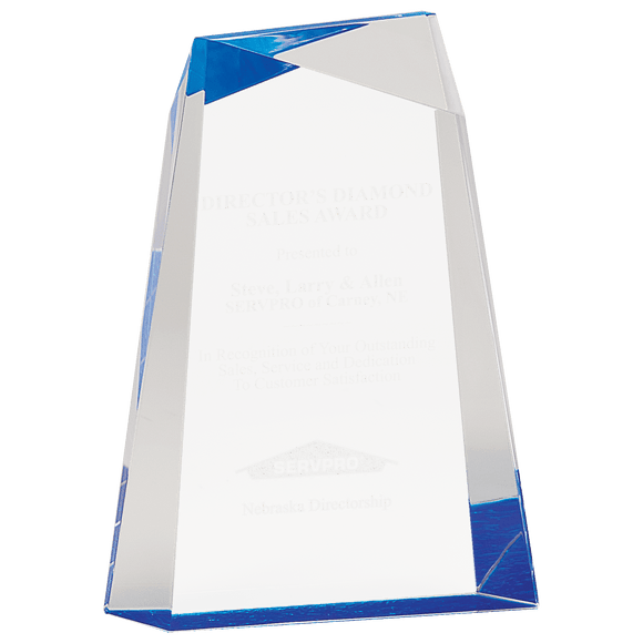 AWG7BU - 7" Blue Facet Wedge Acrylic