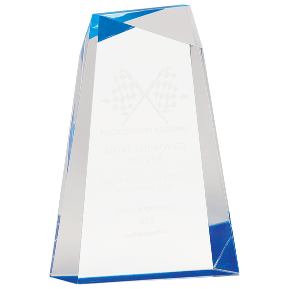 AWG8BU - 8" Blue Facet Wedge Acrylic